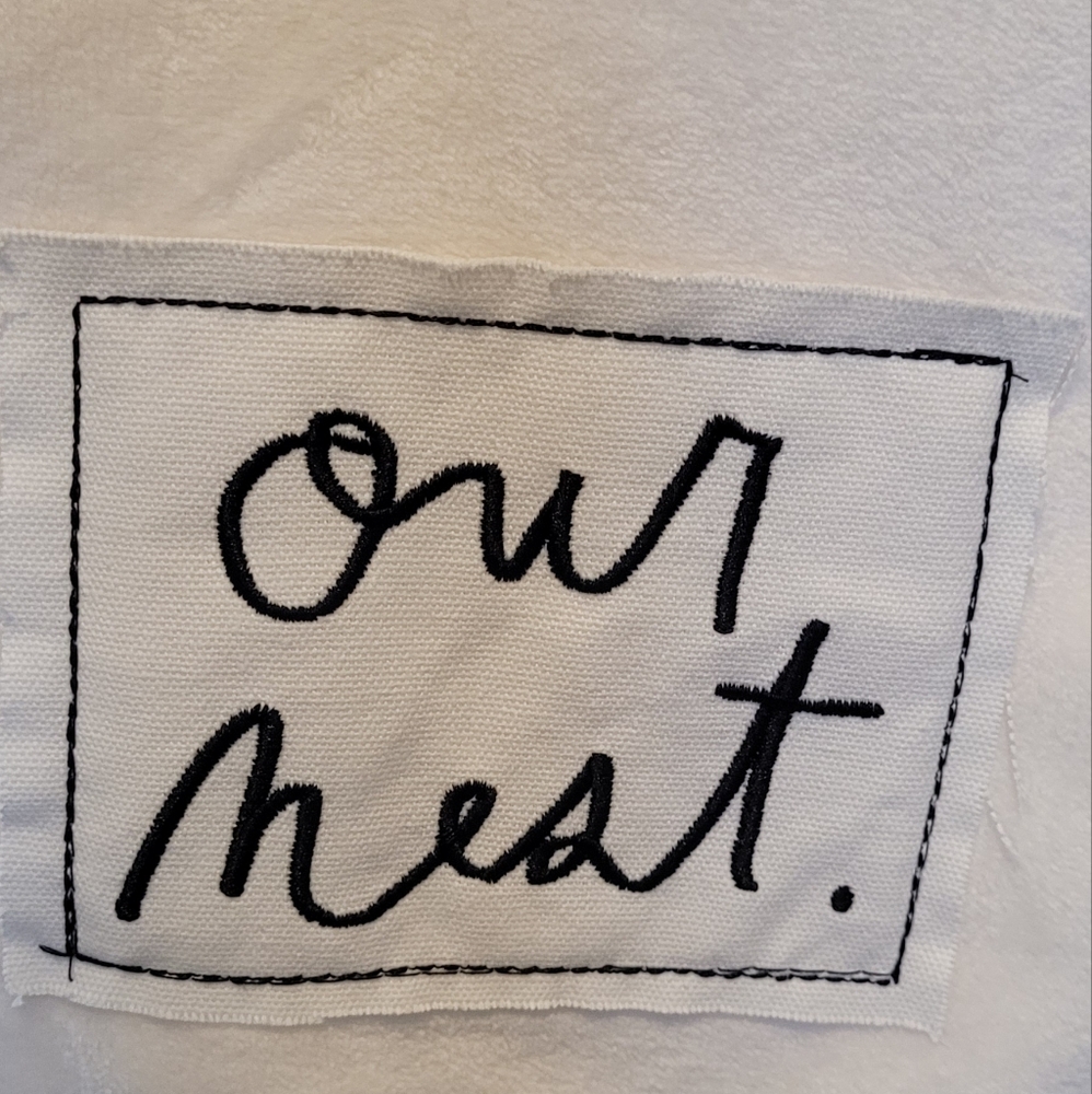 Rae Dunn "Our Nest" Plush Patch Throw Blanket NEW
